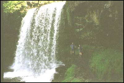 Mick and Barry behind the Sgwd yr Eira Falls